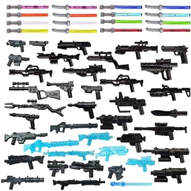 Imagem de ALiquid Conjunto de armas de miniaturas personalizadas, conjunto de armas personalizadas para minifiguras, conjunto de armas de soldado Starwars para miniaturas Lego - 56 peças