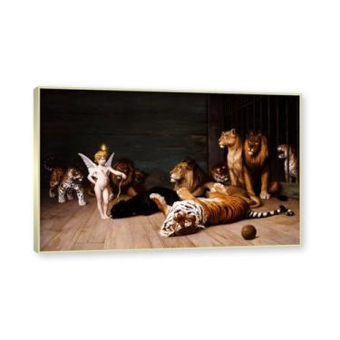 Imagem de Moldura de champanhe. Pinturas a óleo famosas, (sem título 30) de Jean Leon Gerome, reprodução impressa em tela, arte de cenário para decoração de sala de estar. 40 x 64 cm - 15,8 x 25,1 pol