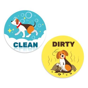 Imagem de Placa Magnética Lava-Louças, Placa de Aviso Limpa e Suja com Dois Lados Ímã Engraçado Lava-Louças com Tema Animais Adequada para Cozinha Doméstica Lavanderia Acessórios (Estilo Cachorro)