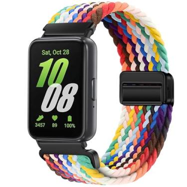 Imagem de Issinlky Pulseira trançada de nylon compatível com Galaxy Fit 3, pulseira de fivela magnética elástica para Galaxy Fit 3 SM-R390