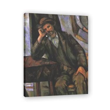 Imagem de Homem fumando um cachimbo Paul Cézanne impressão em tela inspirada no outono arte moderna presente pai 19 x 26 cm emoldurado