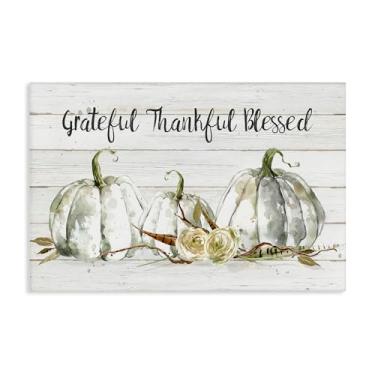 Imagem de Stupell Industries Arte de parede em tela Grateful Thankful Blessed Pumpkins, design de Carol Robinson, 20 x 30