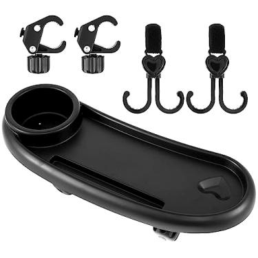 Imagem de FALESOUL Bandeja de lanche universal para carrinho de bebê, acessório para bandeja de lanche com suporte de copo, acessórios de carrinho de bebê com clipe removível antiderrapante para bebês pequenos