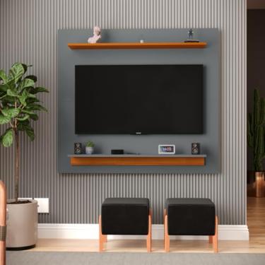 Imagem de Painel Murilo para TV até 43, MDP, Prateleiras, Sala Moderna, Compacto, Suspenso - JM3 Moveís