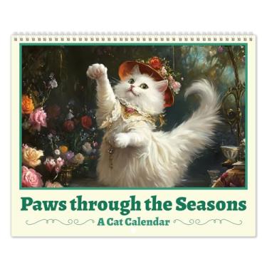 Imagem de GuassLee Calendário de parede vertical Cat 2025, calendário estético de 18 meses, de janeiro de 2025 a junho de 2026, planejador mensal de 35,5 x 58,4 cm, gato gatinho com papel grosso para decoração