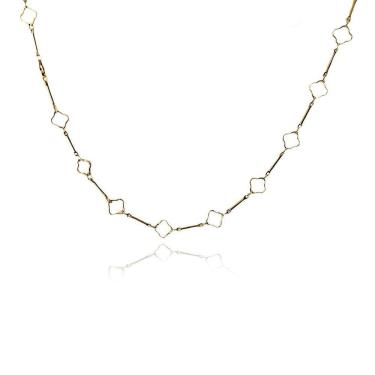 Imagem de Colar Curto Flor Vazada Folheada Em Ouro 18K