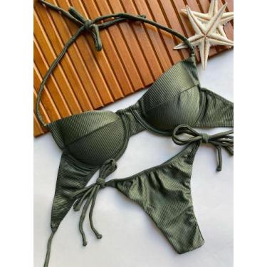 Imagem de Conjunto de Biquini Meia Taça Com Bojo Removivel e Calcinha de Amarrar