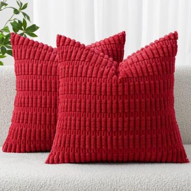 Imagem de Capa de travesseiro MIULEE Christmas Red Corduroy 45x45cm Pacote com 2