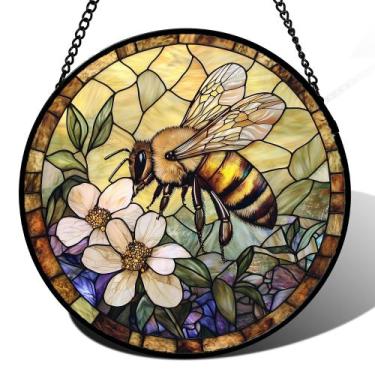 Imagem de Janela de vitral pendurada AMDERVEN 16cm Vintage Bee