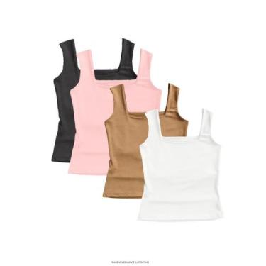 Imagem de Kit 4 Regata Lisa Feminina Elegante Suplex Verão - Blitz Feminina, Pre