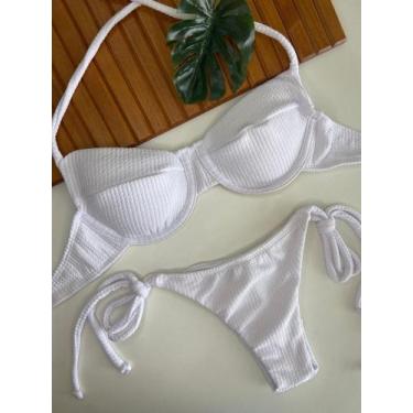 Imagem de Conjunto de Biquini Meia Taça Com Bojo Removivel e Calcinha de Amarrar