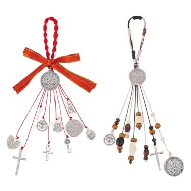 Imagem de PH PandaHall Medalha de 2 estilos, pingente de medalha de San Benito de proteção de proteção de crucifixo para joias artesanais, presente de carro, decoração de casa