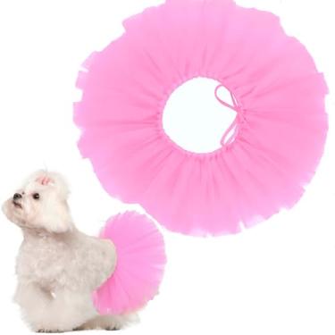 Imagem de XLIUAX Tutu de tule para cães, saia para fantasia de bailarina de cachorro, roupas de princesa, roupas para cães pequenos, médios, grandes, aniversário, festa de casamento, adereços para fotos (rosa)