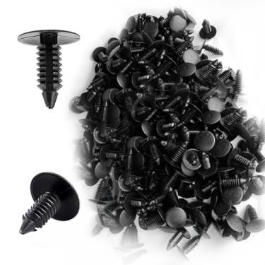 Imagem de KITUREK 100 peças de plástico para carro, rebites de bota, prendedor de clipe, para-lamas e para-choques de carro, clipes de fixação de escudo de 6,4 mm retentor de furo de 6,4 mm, clipes de