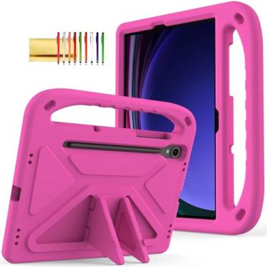 Imagem de Dteck Capa infantil para Galaxy Tab S10+ Plus/S9 FE+ Plus/S9+ Plus/S8+ Plus/S7 FE/S7+ Plus 5G 31,5 cm, leve, à prova de choque, resistente, com suporte para crianças, com suporte para caneta S, rosa