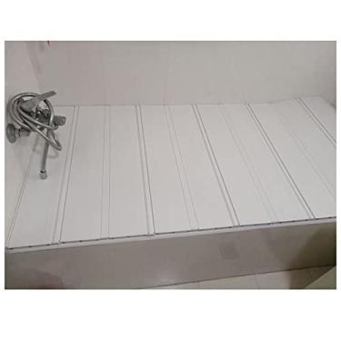 Imagem de Vassoio per Vasca pieghevole Copertura per Vasca da bagno, Coperchio per Vasca com tapparella em PVC, Pannello isolante per Vasca antipolvere per l'esperienza SPA del bagno di casa (cor: White, S