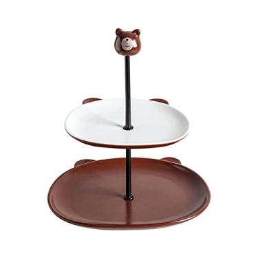 Imagem de Suporte de bolo, exibição de placa de bolo, giratório, suporte de frutas para bolo, tigela de frutas, prato de frutas de 3 camadas, prateleira de personalidade, criativa, multicamadas, sobremesa, mesa