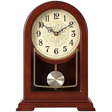 Imagem de Relógios de mesa relógio de pêndulo relógio de madeira bateria silenciosa carregamento elétrico madeira maciça sala de estar cozinha escritório e decoração de casa relógio relógios de mesa