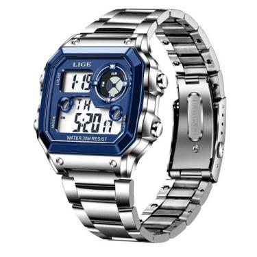 Imagem de Relógio Moda Luxo Eletrônico Inoxidável Luminoso 8921 - LIGE, Azul