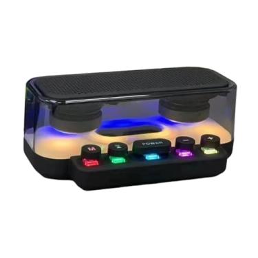 Imagem de NonMiFyR Alto-falante BT para computador, microfone transparente embutido, sem fio, formato de piano, transparente, portátil, com teclado, barra de som para