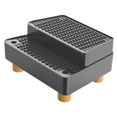 Imagem de Bothyi Rampa automática para caixa de areia para gatos, 2 degraus, tapete impermeável com pés antiderrapantes, escada à prova de vazamentos para caixa de, Cinza Escuro