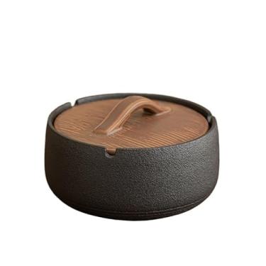 Imagem de Cinzeiro de ervas daninhas cinzeiro retro anti-cinzas babados, cinzeiro de vapor de estilo chinês com tampa, caneca grande para cigarros, escritório cinzeiros para cigarros (tamanho: 2)