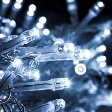 Imagem de Cordão Pisca Pisca Natalino 10m 100 Leds Branco Frio - Luzes Decorativ
