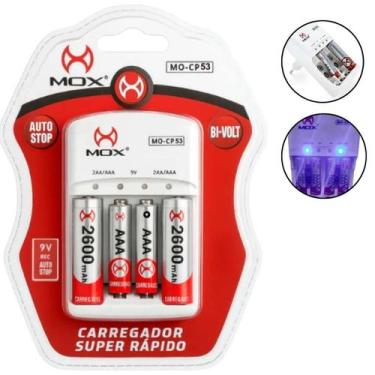 Imagem de Carregador de pilhas recarregável compacto e prático - Rick Imports