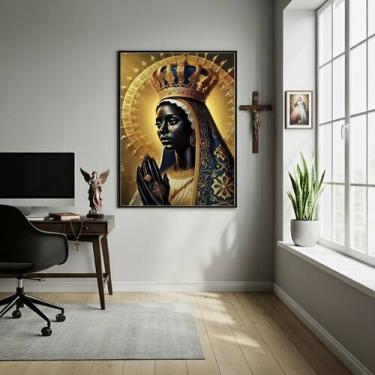Imagem de Quadro Nossa Senhora Aparecida Dourada - 70x50cm - Quadros On-line, Mo