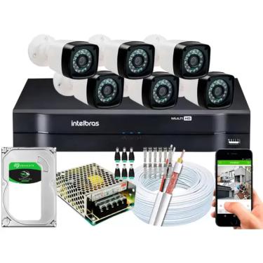Imagem de Kit 6 Câmeras de Segurança HD Dvr 8 Ch Intelbras