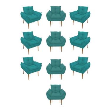 Imagem de Kit 10 Poltronas Opala Sala Quarto Recepção Salão Cor:azul Turquesa
