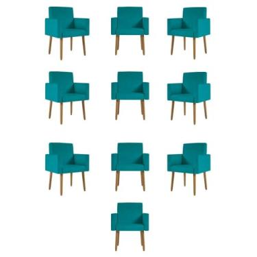 Imagem de Kit 10 Cadeiras Poltronas Decorativa - Escritório - Recepção Cor:azul Turquesa