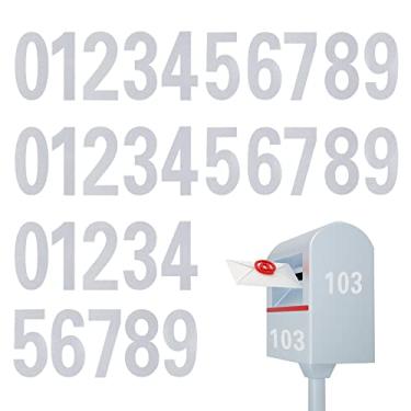 Imagem de Generic 30 adesivos de números refletivos de 10 cm, prata, PVC, números de caixa de correio, adesivos, minimalista, à prova de água e óleo, autoadesivo, placas externas, porta, janela, carros