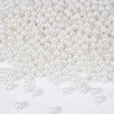 Imagem de Contas de pérolas brancas para fabricação de joias, kit de pérolas de 6 mm para fazer pulseiras com orifício para colar de artesanato DIY