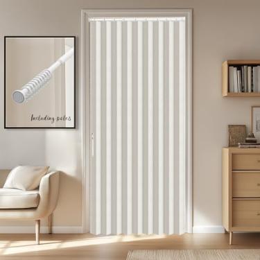 Imagem de AJAZZ Conjunto de porta sanfonada blackout incluído haste (1 pacote, 111 L x 78 C, Bege) Portas sanfonadas invisíveis, cortina magnética interna para quarto, sala de estar, cortina de entrada