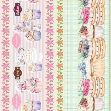 Imagem de Tecido Tricoline Estampa Digital Barrado Bolos - Peripan - 50 x 150 cm