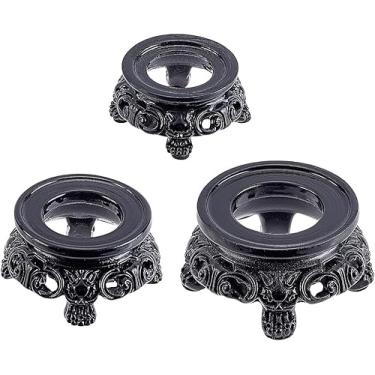 Imagem de 3 peças de suporte de exibição de bola de cristal preto, suporte de esfera de resina pequeno, 3 tamanhos, suporte de esfera de olhar, suporte de placa de pêndulo para exibição de bola de cristal