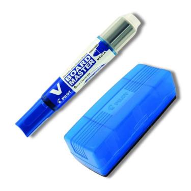 Imagem de Kit Marcador Quadro Branco Recarregável + Apagador De Quadro Branco Pilot Azul