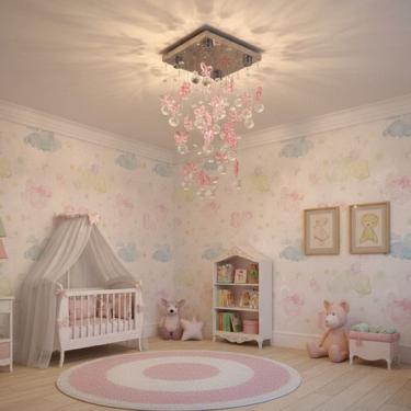 Imagem de Lustre para quarto infantil  Bebê, Menina, Menino em Cristal Base 20x20