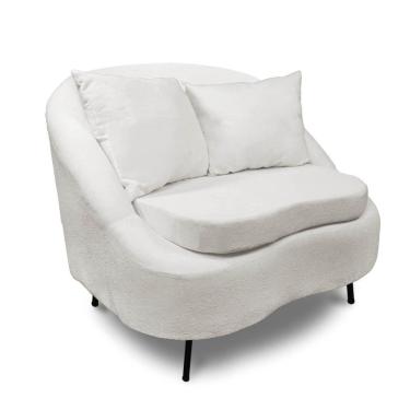 Imagem de Poltrona Decorativa Orgânica Pé Ferro Pto Zaya Bouclê Off White C05 - D'rossi