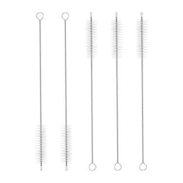 Imagem de HARFINGTON Conjunto de escovas de limpeza de palha, aço inoxidável 304 de comprimento e cerdas de nylon para garrafa de água, tubos de copo de canudo de silicone, branco (15 mm OD, conjunto de 5 peças