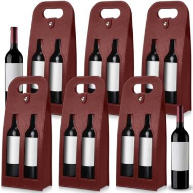 Imagem de FillTouch Bolsa dupla de vinho com janela de couro reutilizável, bolsa de vinho, 2 garrafas, sacos de presente de vinho, champanhe e cerveja para Natal, Dia de Ação de Graças, Dia dos Pais