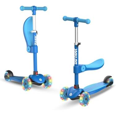 Imagem de Gotrax KS3 Scooter infantil, rodas iluminadas por LED, guidão de altura ajustável e assento removível, deck antiderrapante inclinado para dirigir e largo, scooter de 3 rodas para crianças de 2 a 8