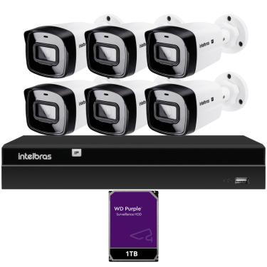 Imagem de Kit CFTV 6 Câmeras IP Intelbras NVD 1408P HD 1TB purple