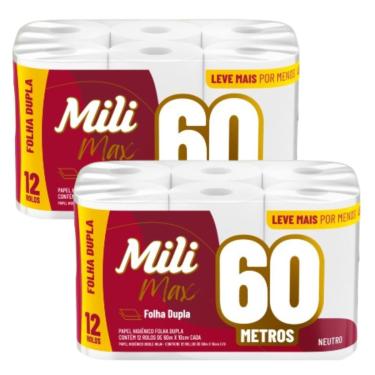 Imagem de Papel Higienico Mili Dual 60m- Folha dupla-  Neutro -24 rolos