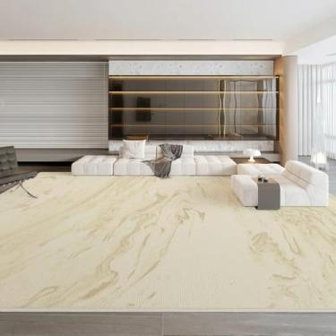Imagem de Tapetes de decoração para quarto de área grande, estilo creme, para sala de estar, macio e fofo, tapete de pelúcia grosso para casa (200x250 cm/I)
