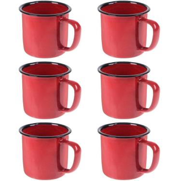 Imagem de Caneca Esmaltada 150Ml 6Cm Vermelha Kit 06 Un