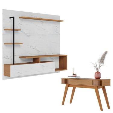 Imagem de Home Suspenso Maragogi Calacatta Freijó Branco Neve Com Aparador Riviera Freijó - Colibri