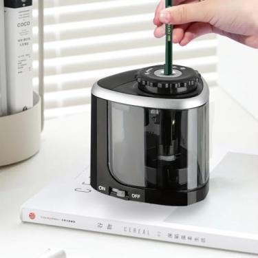 Imagem de 1 apontador de lápis, apontador portátil para lápis de madeira e grafite para casa, escritório, escola, sala de aula (preto)