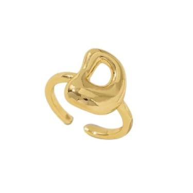 Imagem de Bubble Cute 26 Letras Anel Feminino Balão Banhado a Ouro Zircônia A-Z Letras Abertas Anel Ajustável Estético Presente de Joias de Casamento, One Size, Liga de aço, Sem pedra preciosa